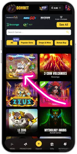 Find Gates of Olympus real cash slot in the casino lobby